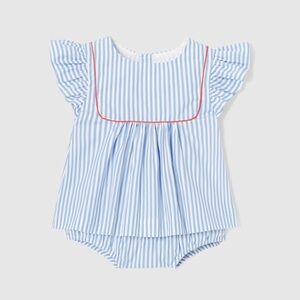 Jacadi Blue and White Striped Infant Set
